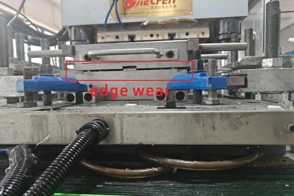 edge wear on a used silicone compression mold