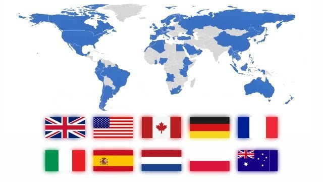 World map highlighting North America, Europe and Asia-Pacific markets