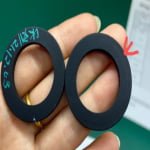 Local bump on a waterproof silicone gasket, circled on the rejected part